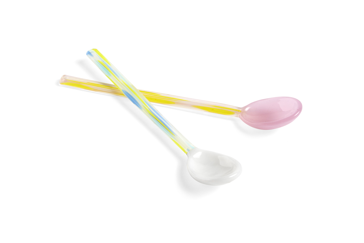 Glass Spoons Flat Set of 2 Light pink an