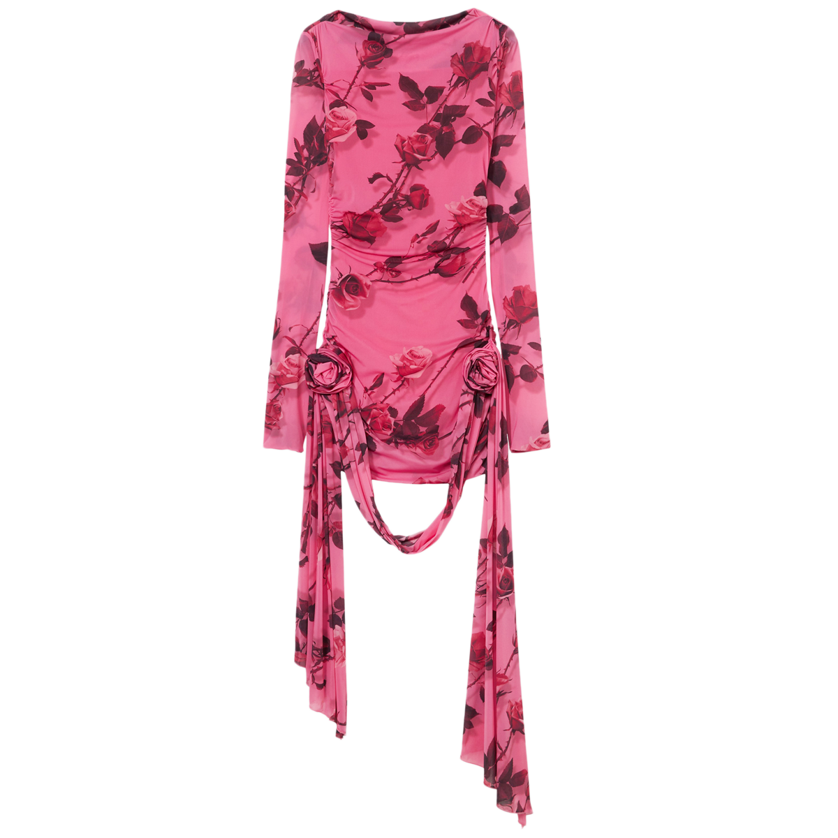 Mini Dress In Torchon Rose Print Jersey