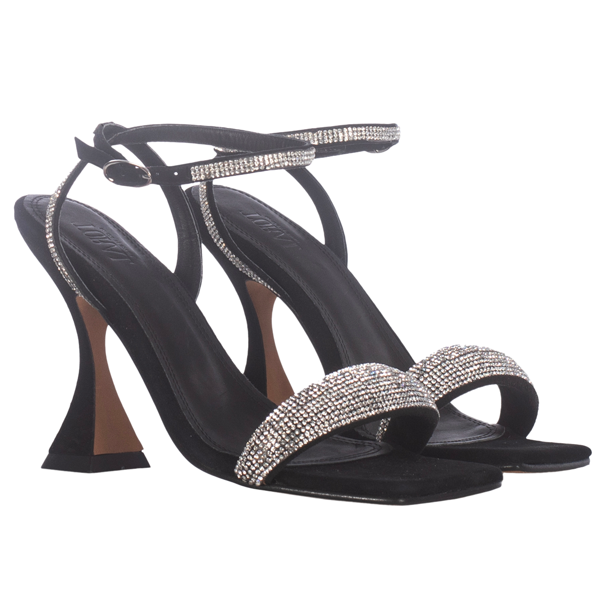 SILVI BLACK SANDALS WITH STRASS