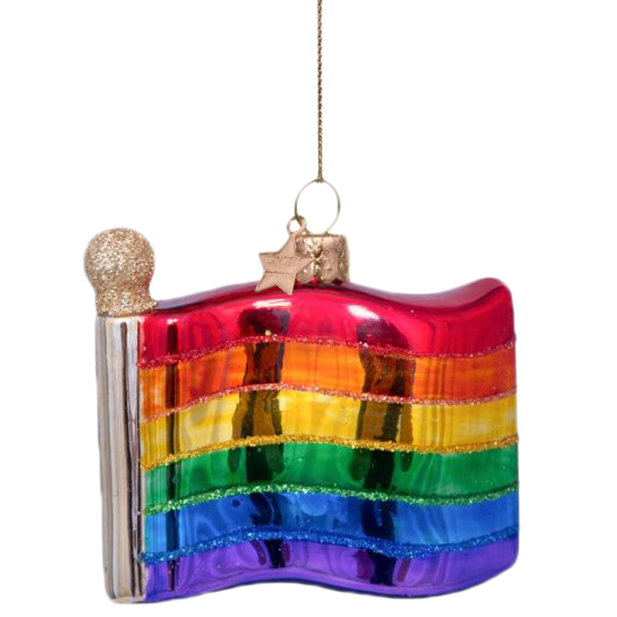 Ornament Glass Multi Rainbow Flag