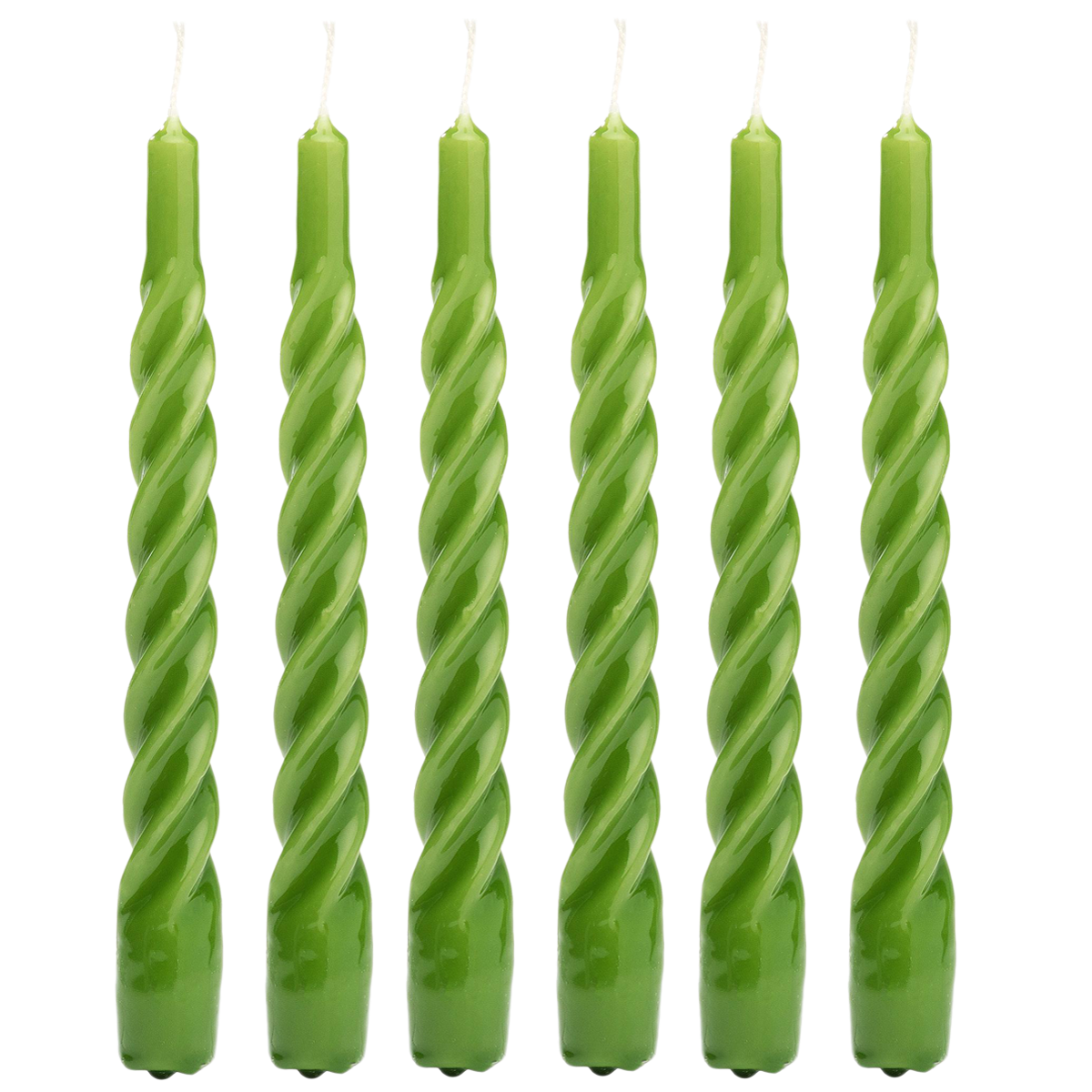 Moss Green Twisted Candle Set of 6