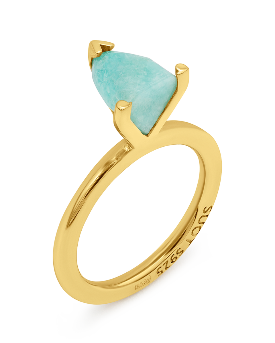 AMAZONITE MARQUISE HALF CUT RING