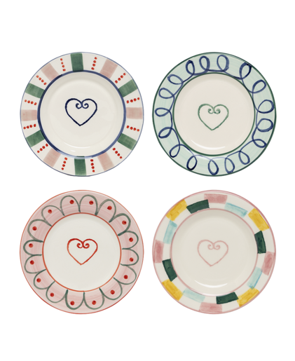 SET OF 4 HEART BREAD PLATES - COASTERS