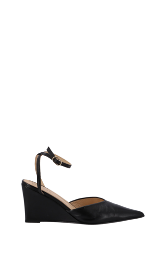 Polly Black Leather Pumps