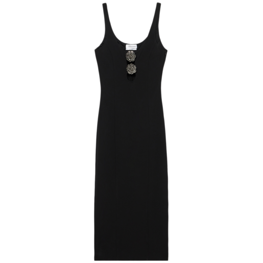 Midi Dress With Cut-Out And Rose Deco