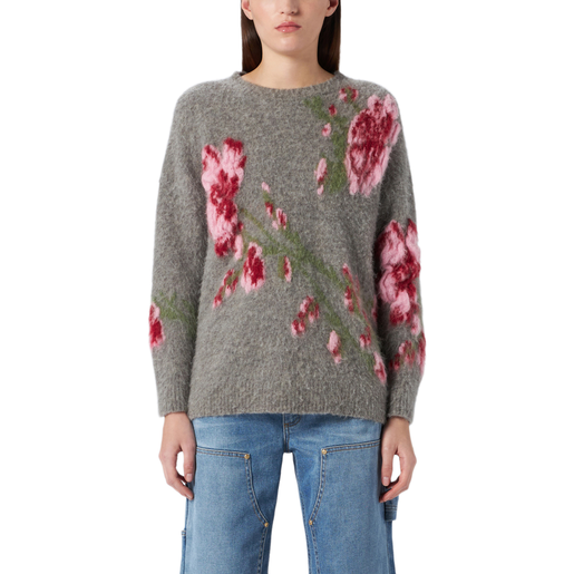 Sweater With Jaquard Peony