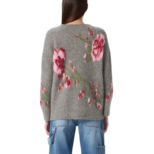 Sweater With Jaquard Peony