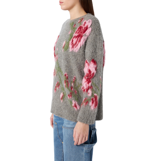 Sweater With Jaquard Peony