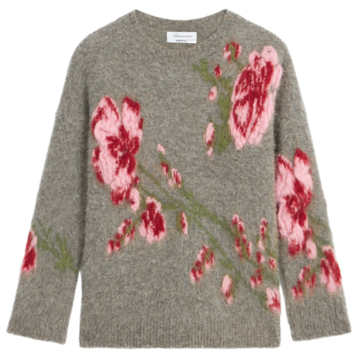 Sweater With Jaquard Peony