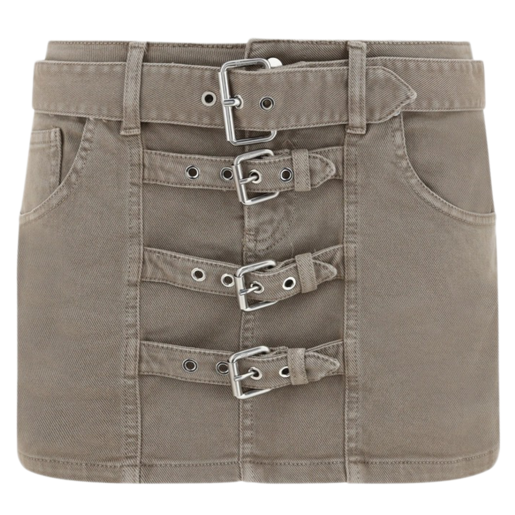 Minifalda Con Cinturones Decorativos