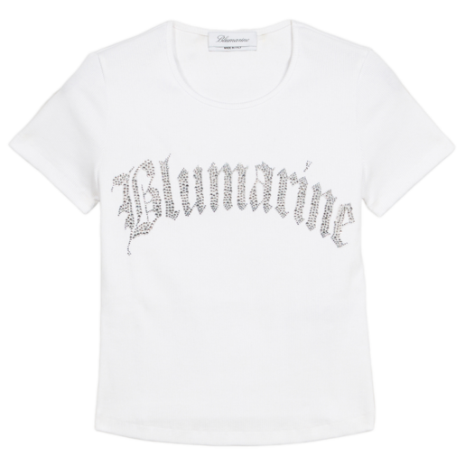 Cropped T-Shirt With Rhinestone Logo