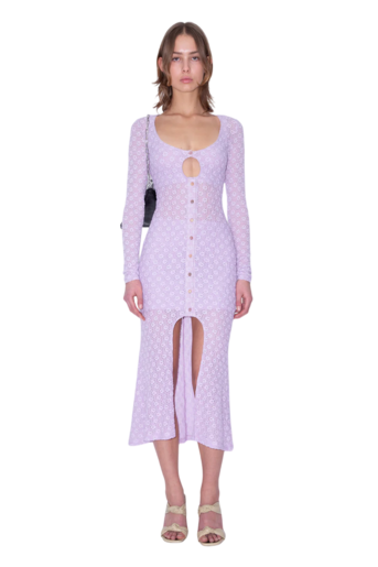 RUBI MIDI DRESS LILAC STRETCH, Purple, M