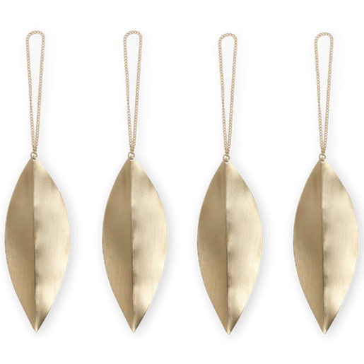 Leaf Brass Ornaments - Set of 4