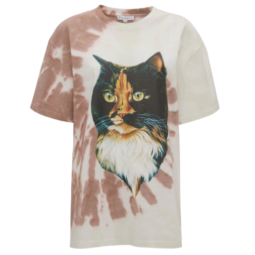 Camiseta con estampado de gato tie-dye