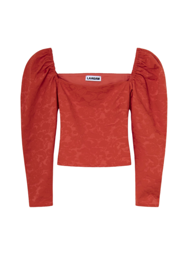 Brigitte red puff sleeve blouse