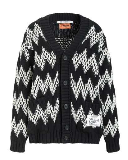 BUTTONED CARDIGAN white on black M