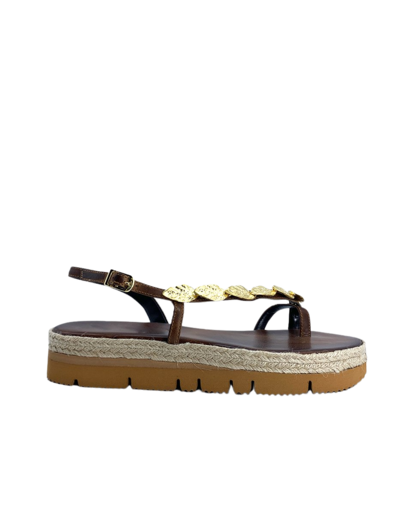 Sandalias de piel griegas Athina Plataforma Choco
