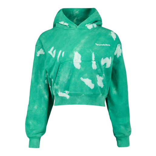 Serif Logo Tie Dye Cropped Hoodie