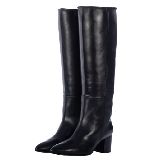 TORAL BLACK LEATHER TALL BOOTS