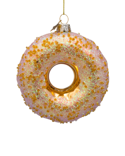 Ornament glass donut with gold glitter a