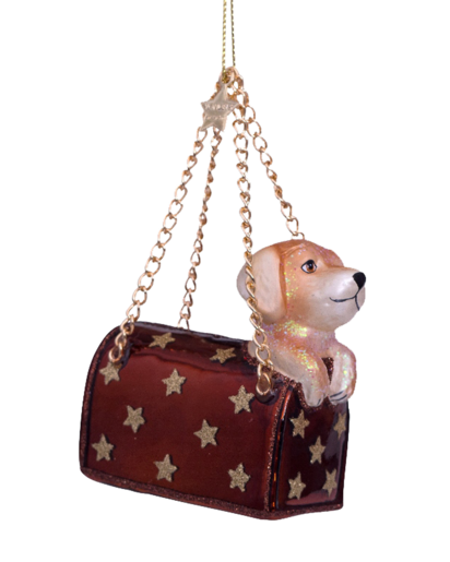 Ornament glass brown opal bag with labra