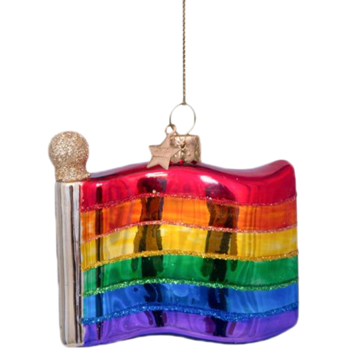 Ornament Glass Multi Rainbow Flag