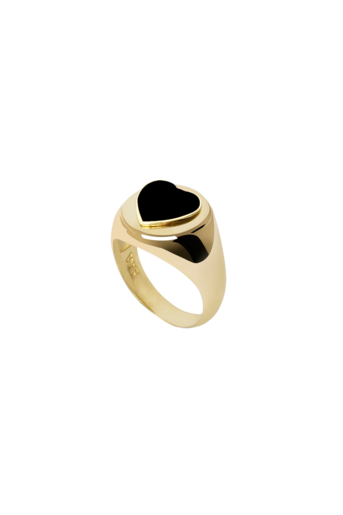 Gold Black Heart Ring