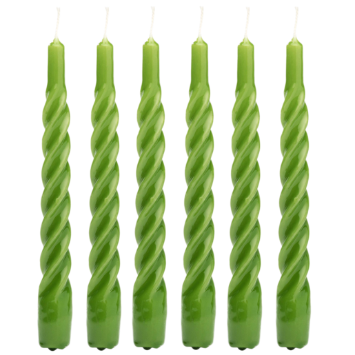 Moss Green Twisted Candle Set of 6