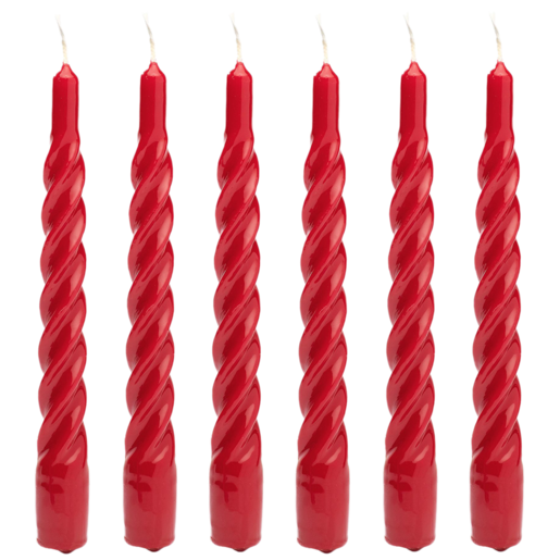 Red Twisted Candle Set of 6