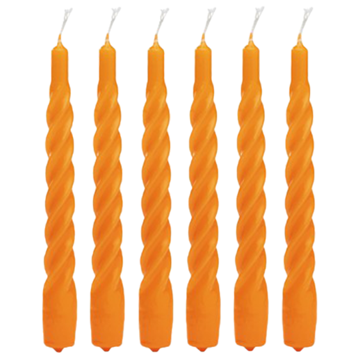 Orange Twisted Candle Set of 6