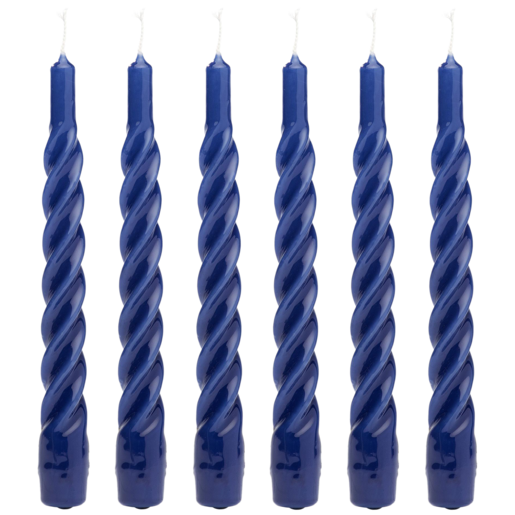 Blue Twisted Candle Set of 6