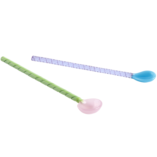 Glass Spoons Twist Set of 2 Turquoise an