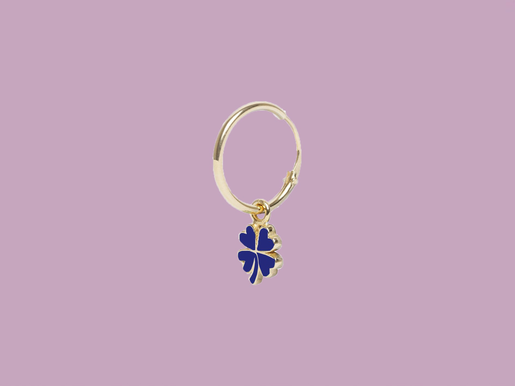 Gold Clover Earring Blue