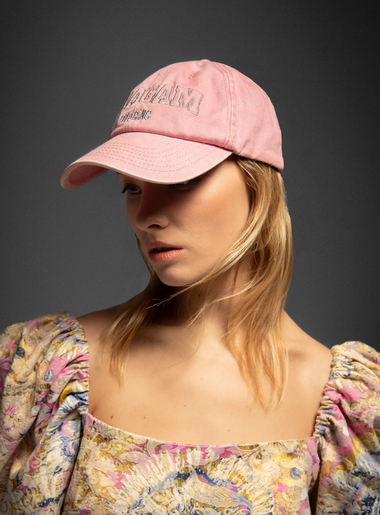 Pink embroidered logo cap