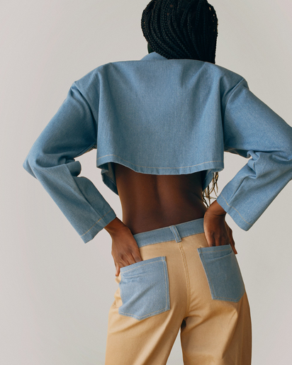 Cazadora denim crop