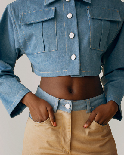 Cazadora denim crop