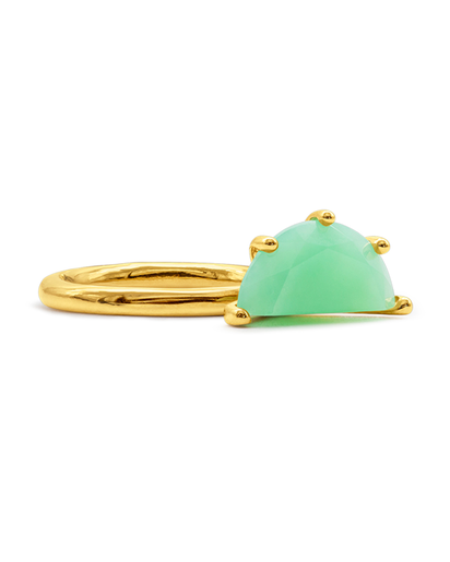 CHRYSOPRASE ROUND HALF CUT RING