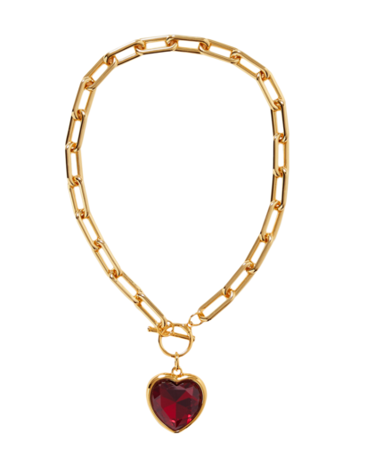 Heart beaded necklace with gold plated h